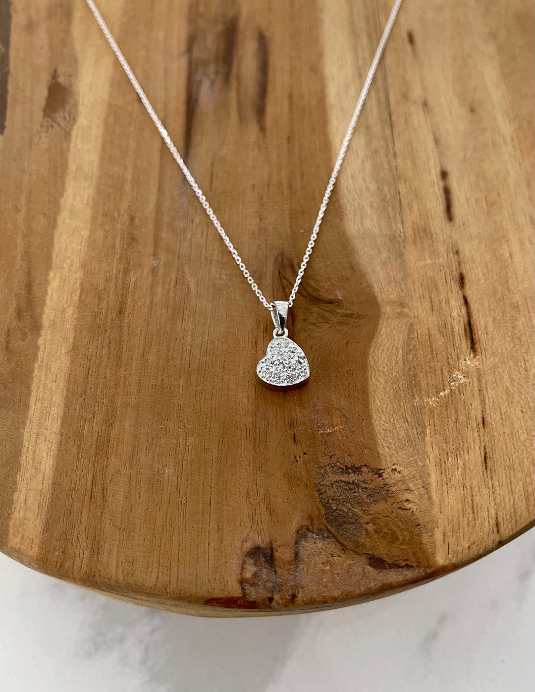 CZ - Sterling Silver Heart & Anchor Chain