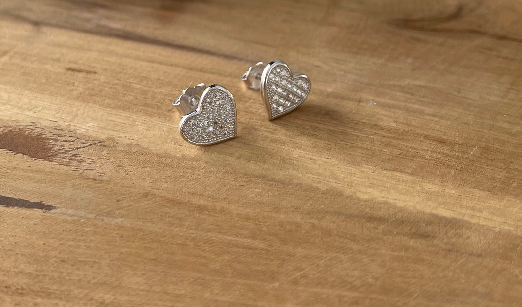 Cubic Sterling Heart Studs
